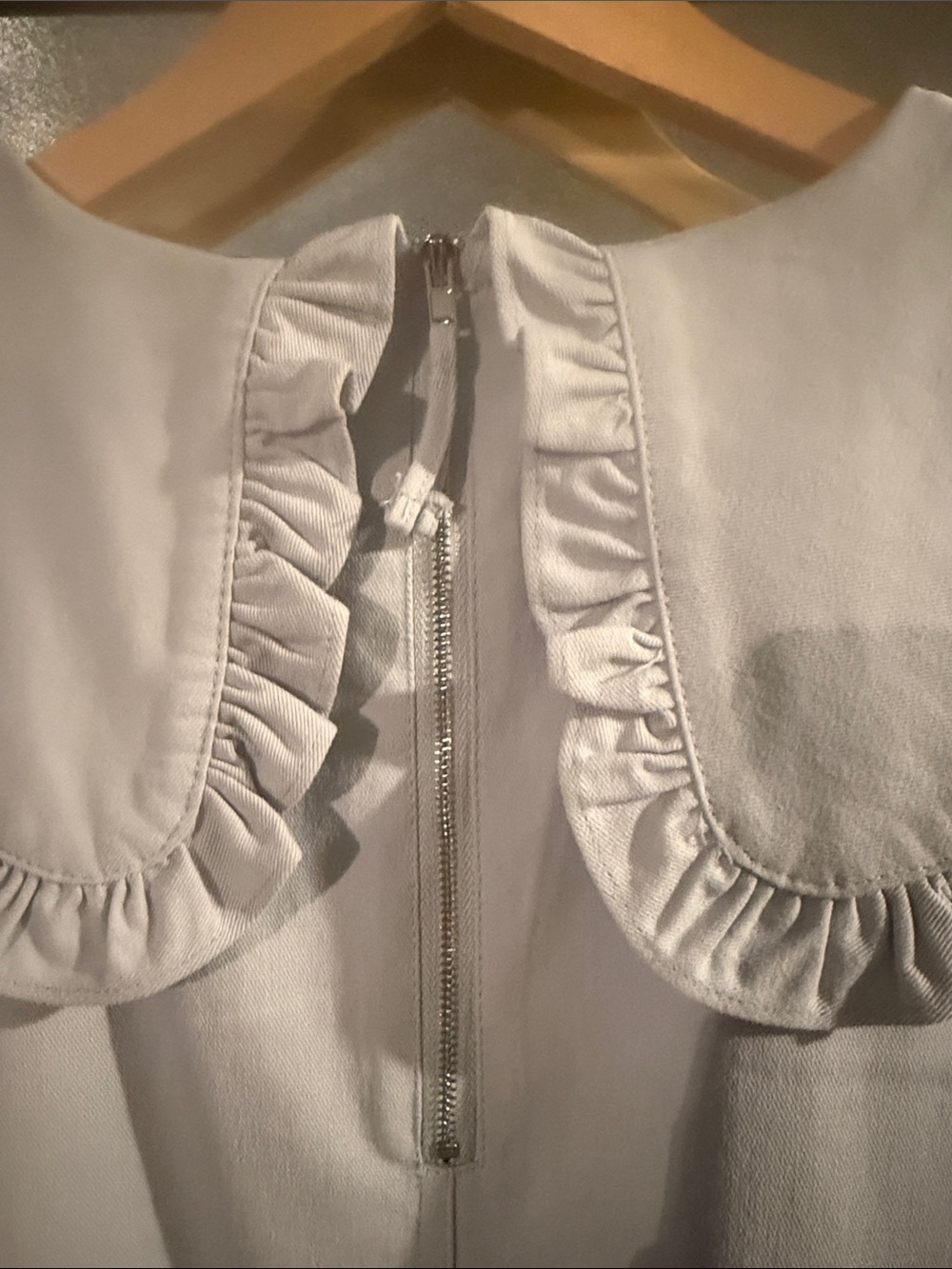 MABLE Light Gray Ruffle Collar A-Line Mini Dress - Picture 4 of 5